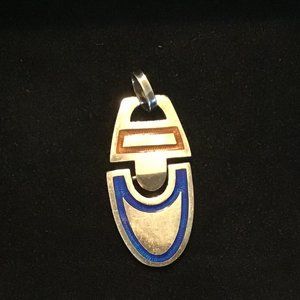 Vintage Enamel on Sterling Silver 925 Dangling Necklace Pendant